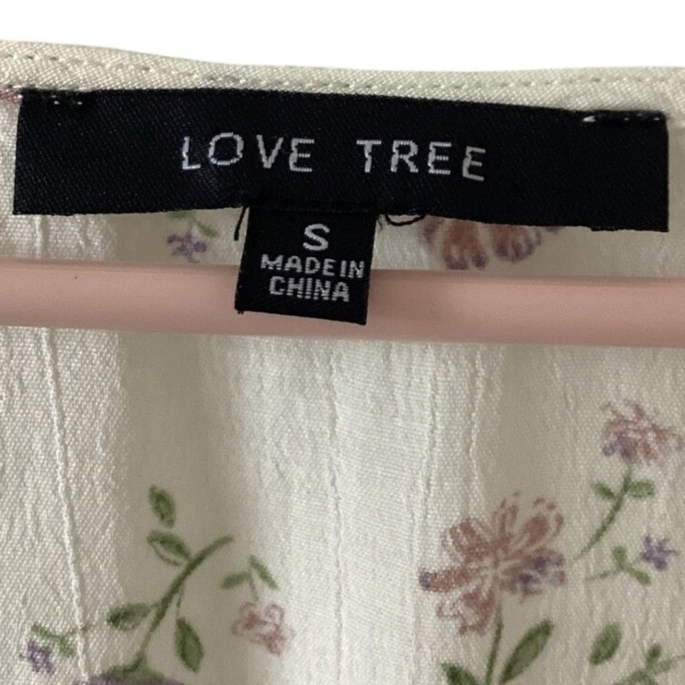 Love Tree Cream Floral Square Neck Long Sleeve Blouse Women's Small Cottagecore - Picture 4 of 5